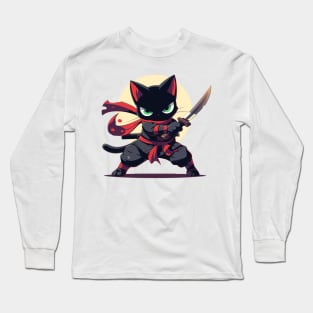 samurai cat Long Sleeve T-Shirt